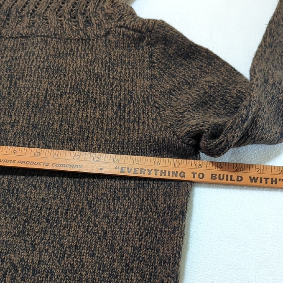 Cozy Chunky Neck Brown Knit Turtleneck Sweater Earthy Boho - Picture 6 of 8